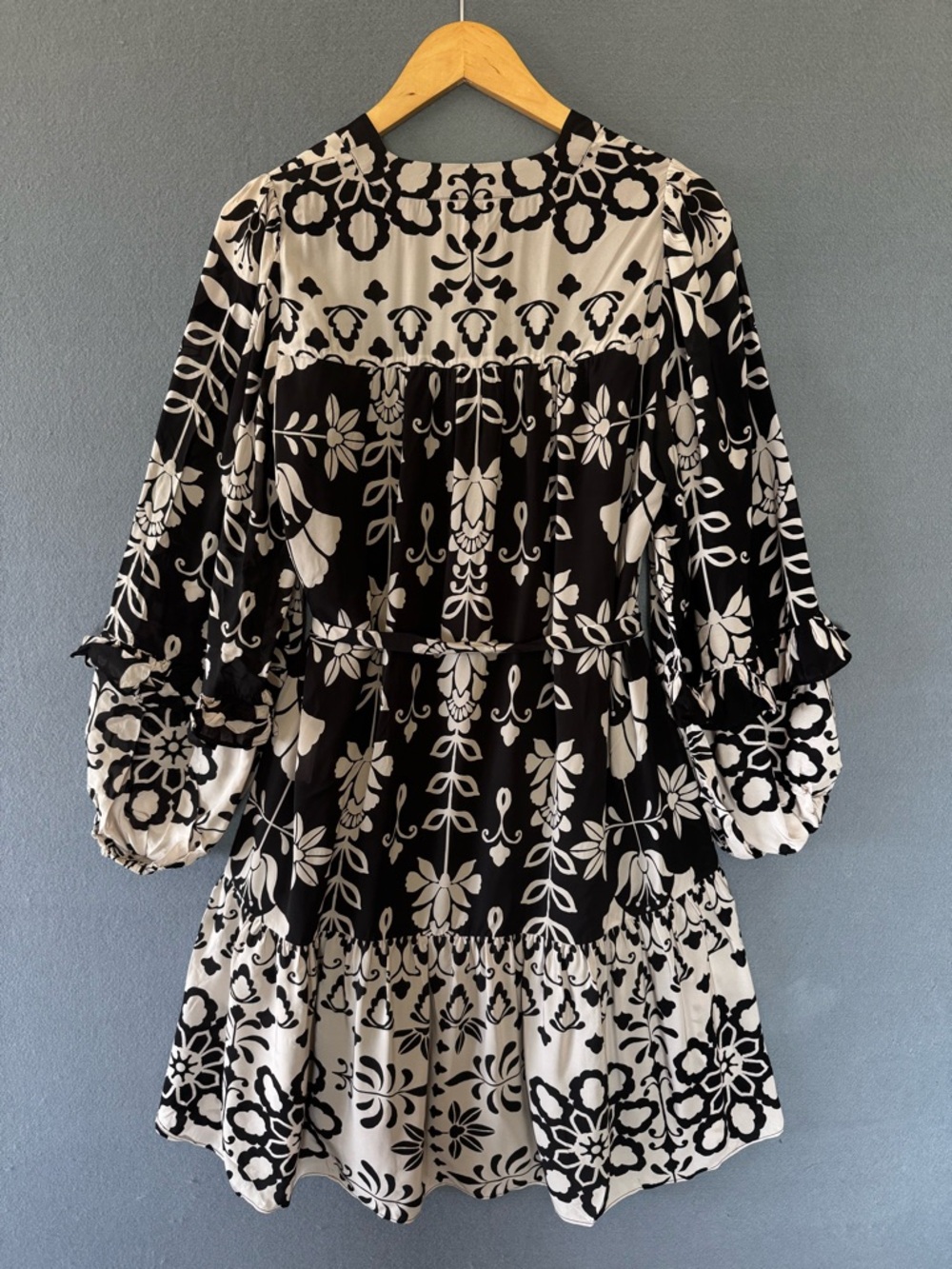 Kobi Halperin Margie Dress Medium NWT Black White Floral Silk Blend Tiered Mini - Picture 7 of 12